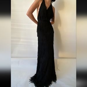 Marciano fringe halter maxi dress
